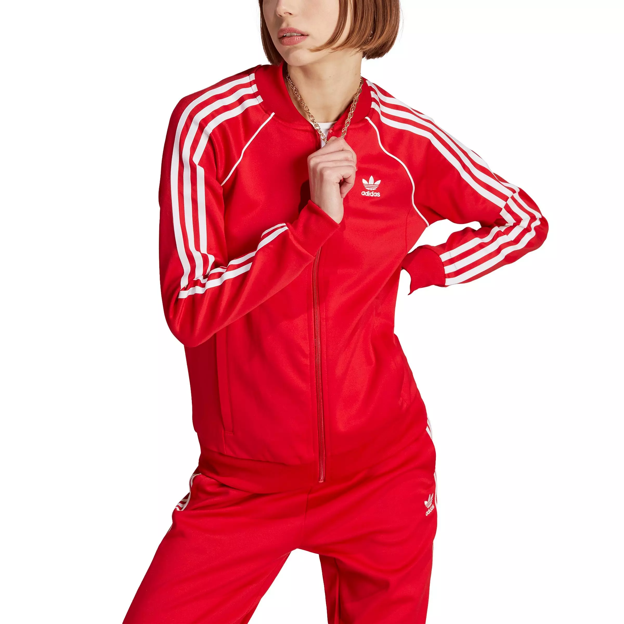 Adidas sst best sale track jacket red